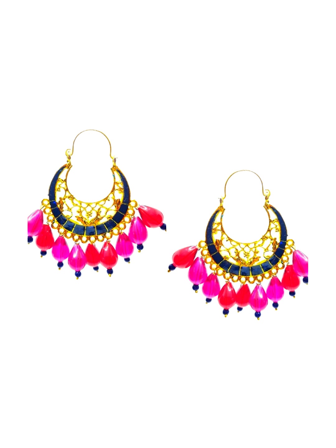 

Kshitij Jewels Blue & Pink Gold Plated Circular Hoop Earrings