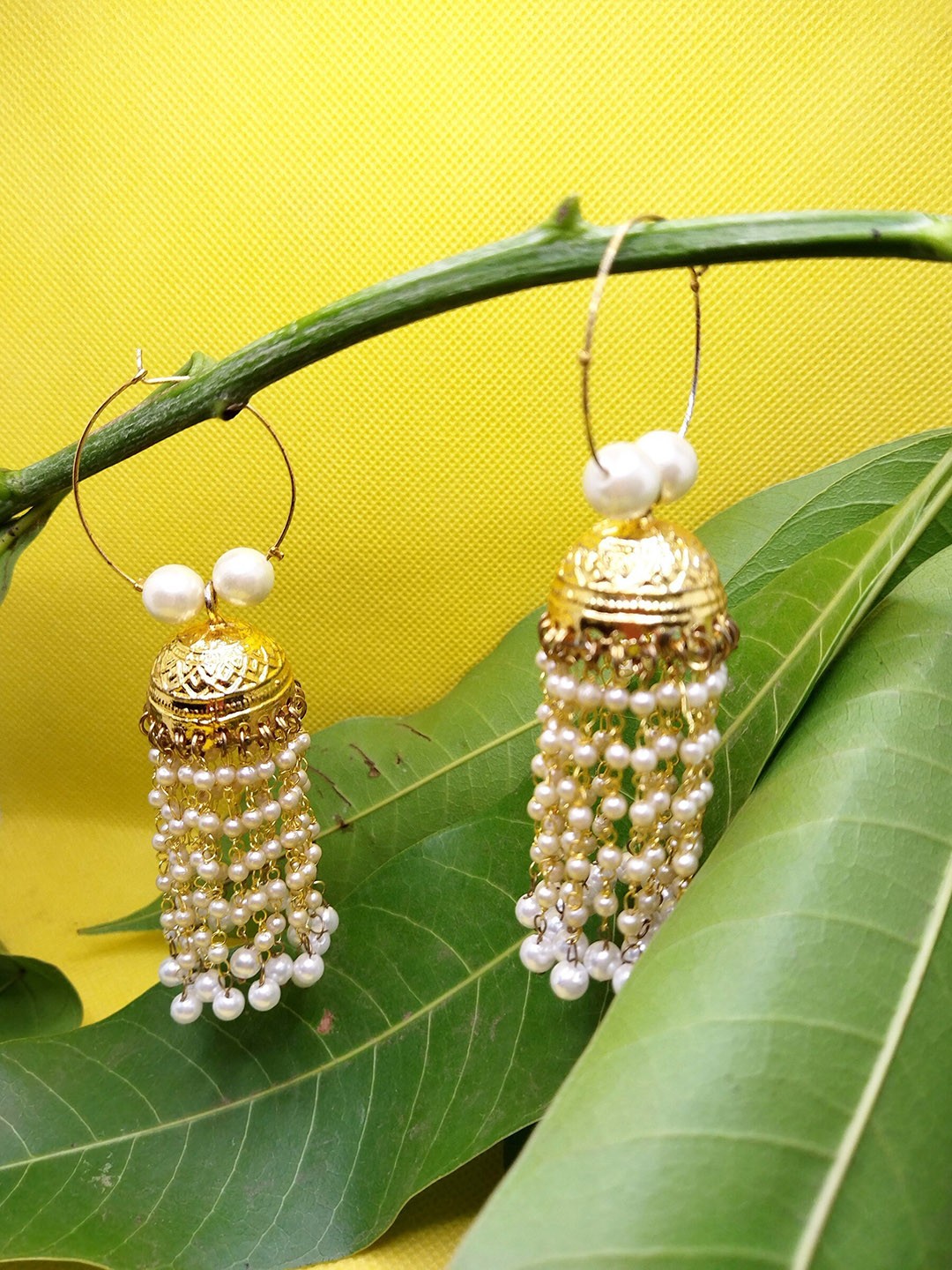 

Kshitij Jewels White Contemporary Jhumkas Earrings
