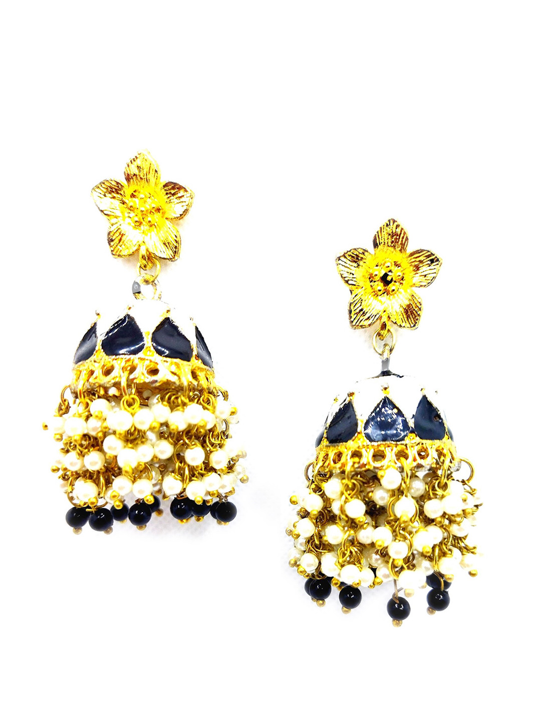 

Kshitij Jewels Women Black Dome Shaped Jhumkas Earrings