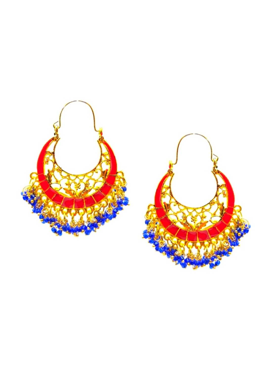 

Kshitij Jewels Women Gold-Toned & Red Circular Chandbalis Earrings