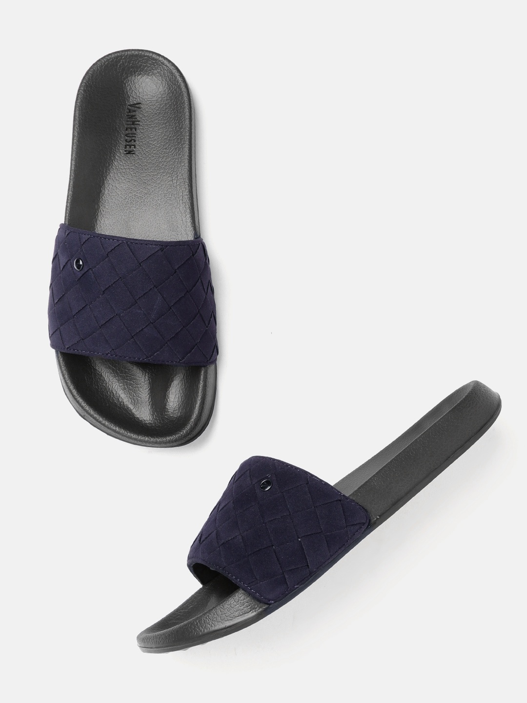 

Van Heusen Men Woven Design Sliders, Navy blue