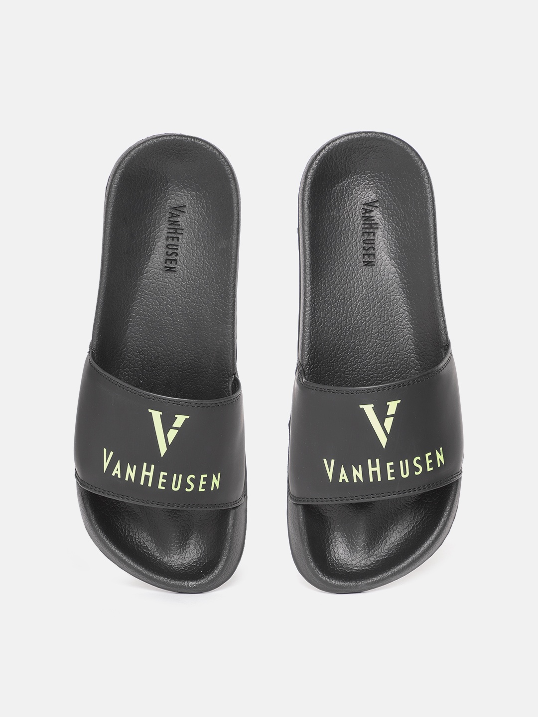 

Van Heusen Brand Logo Print Sliders, Black