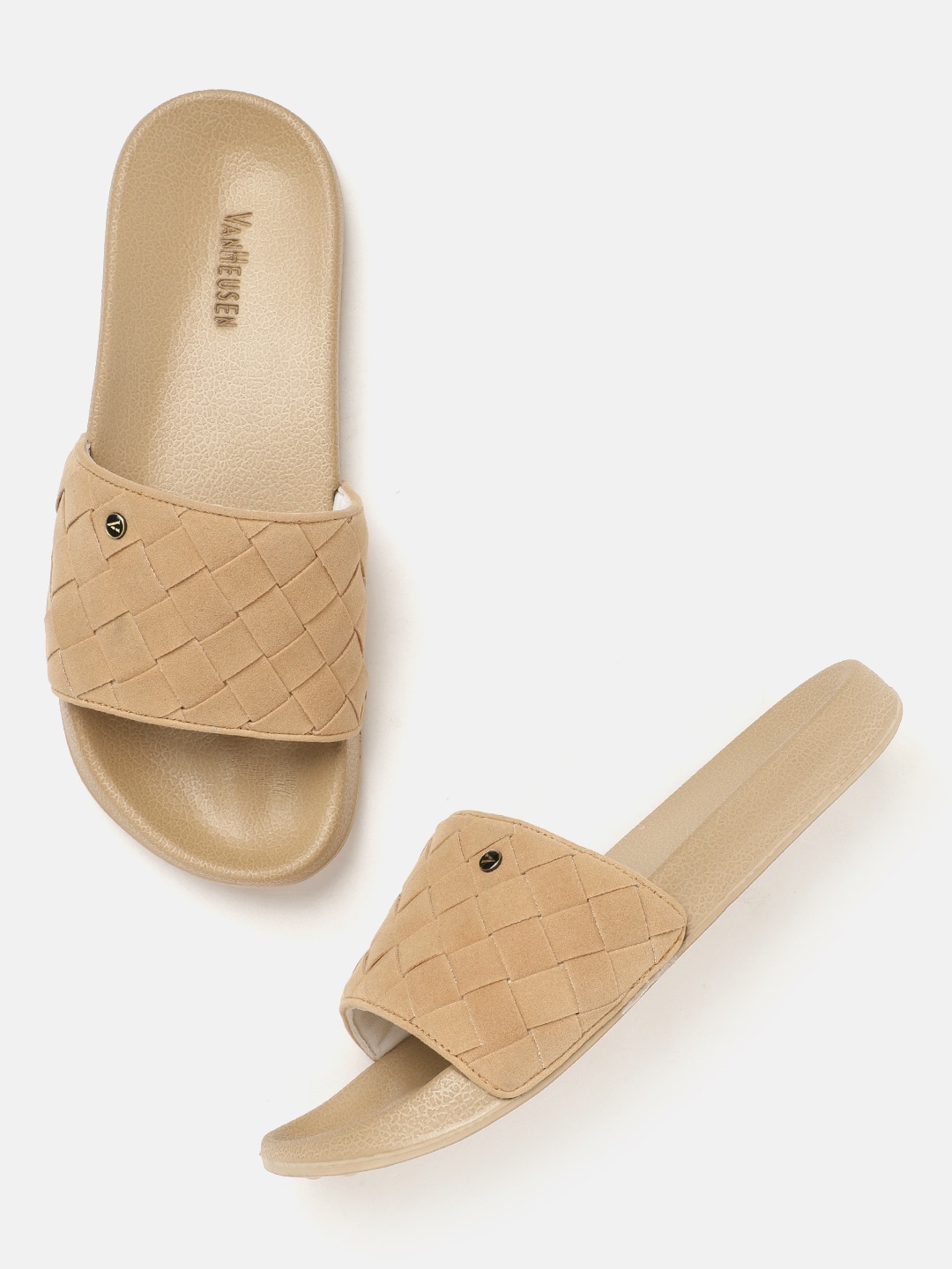 

Van Heusen Men Woven Design Sliders, Beige