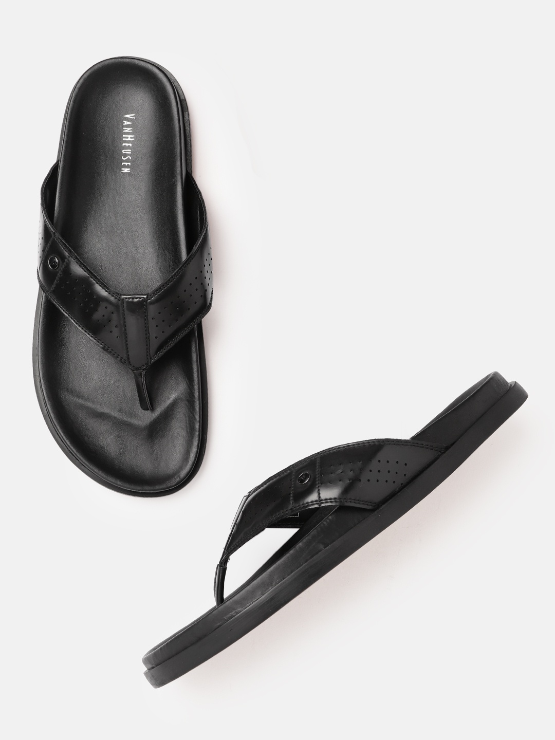 

Van Heusen Men Perforated Thong Flip-Flops, Black