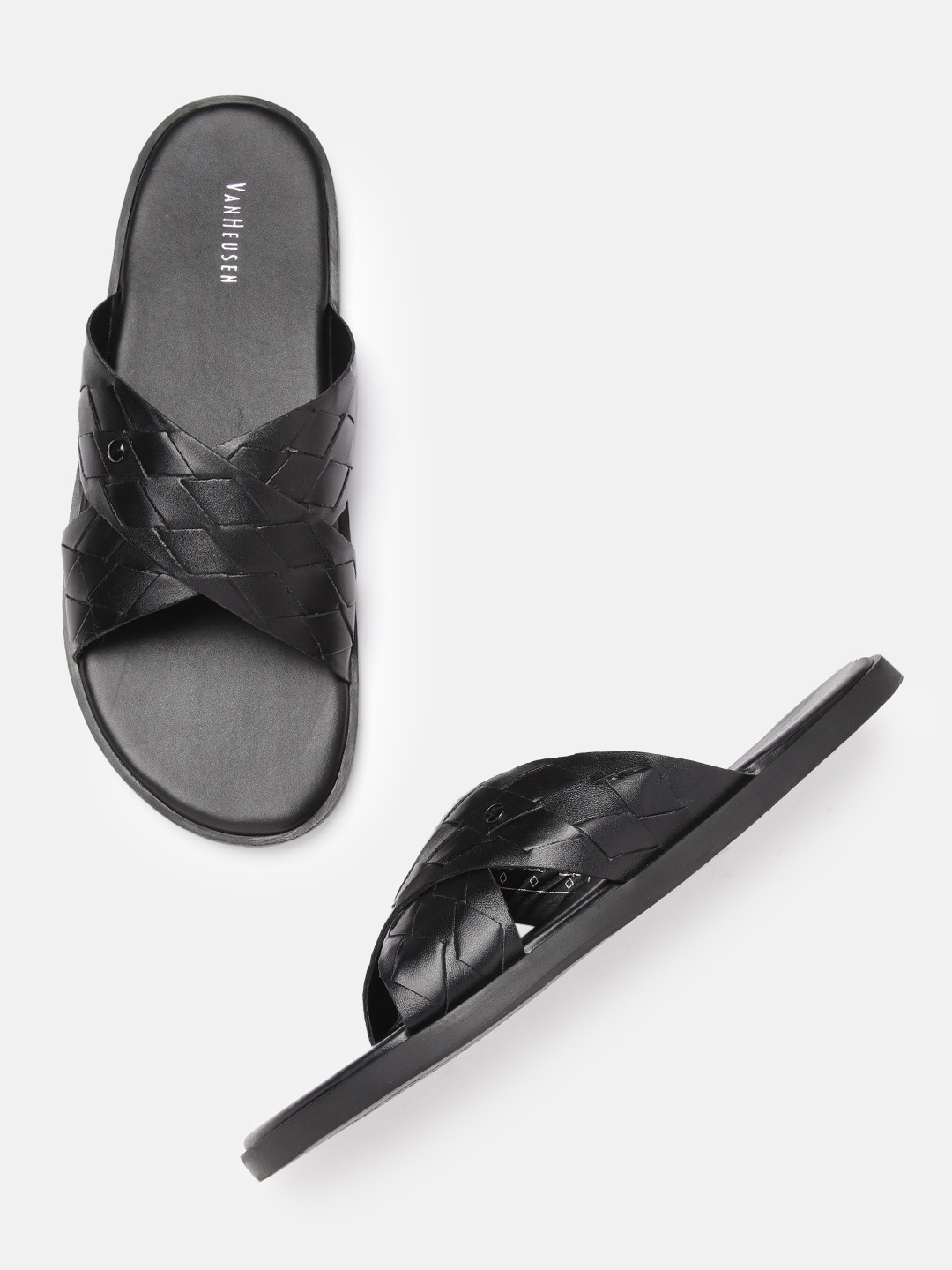 

Van Heusen Men Woven Design Sliders, Black
