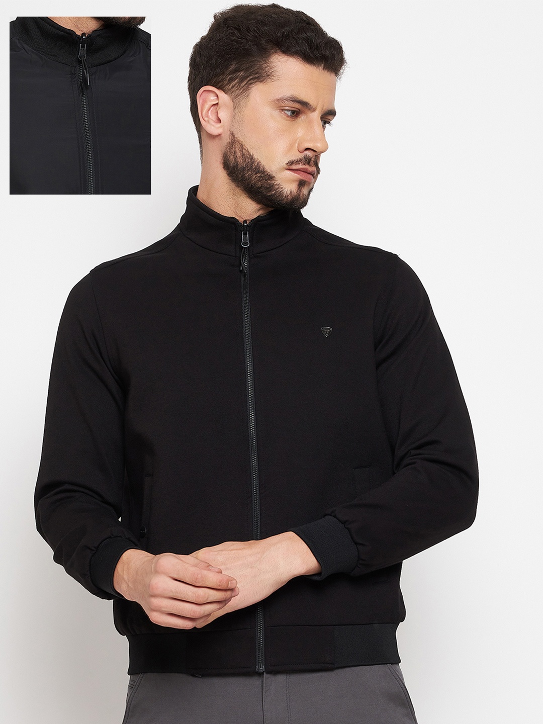 

Okane Men Black Reversible Bomber Jacket