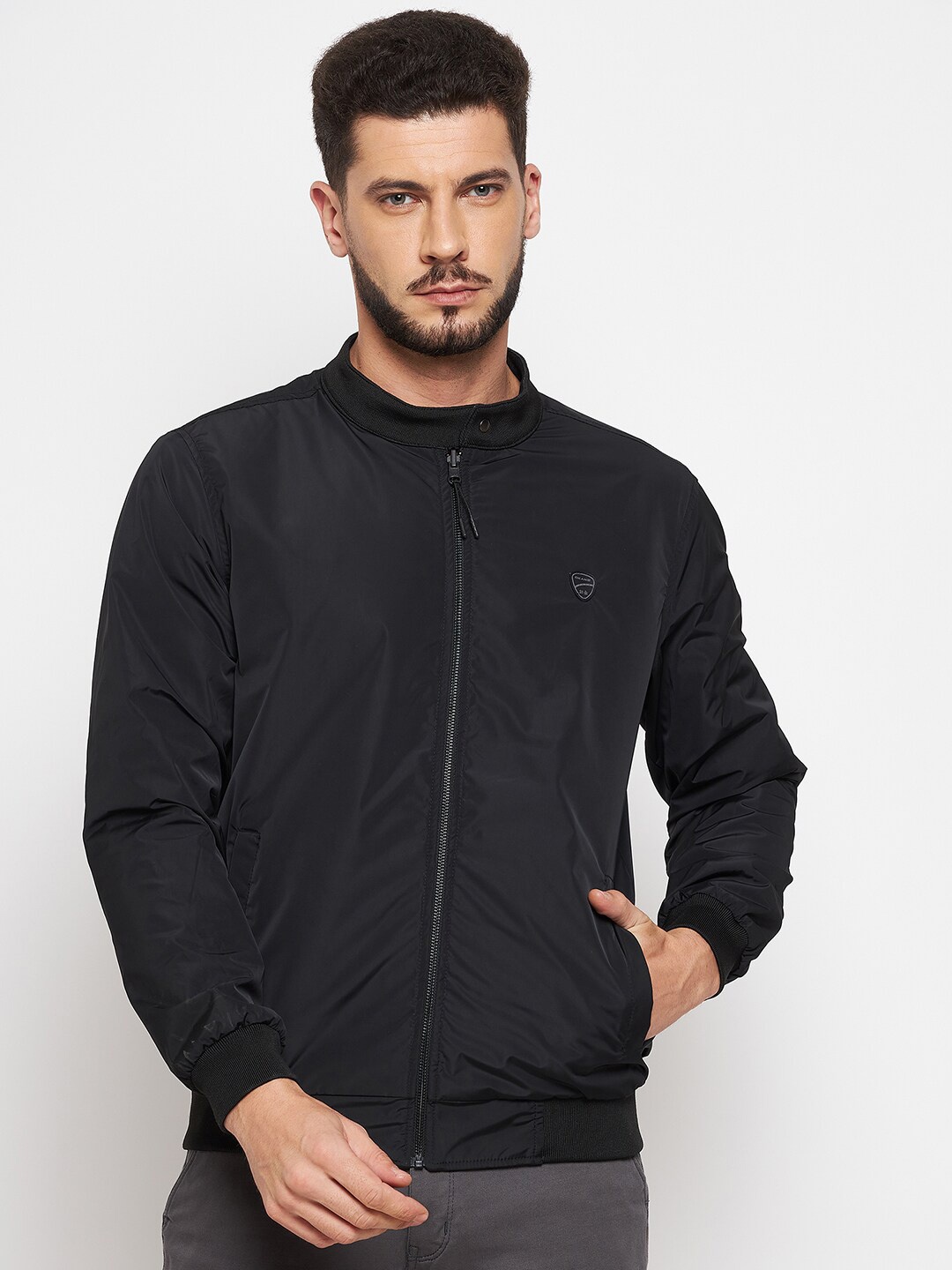 

Okane Men Black Reversible Bomber Jacket