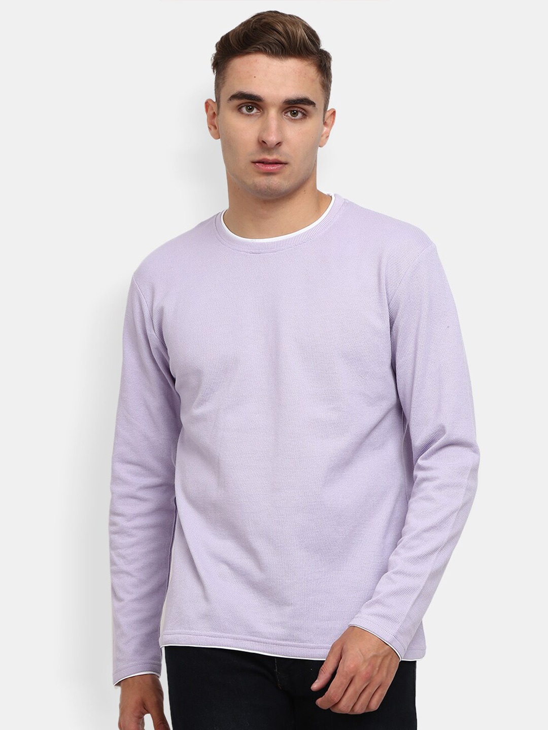

V-Mart Men Mauve Solid Cotton T-shirt