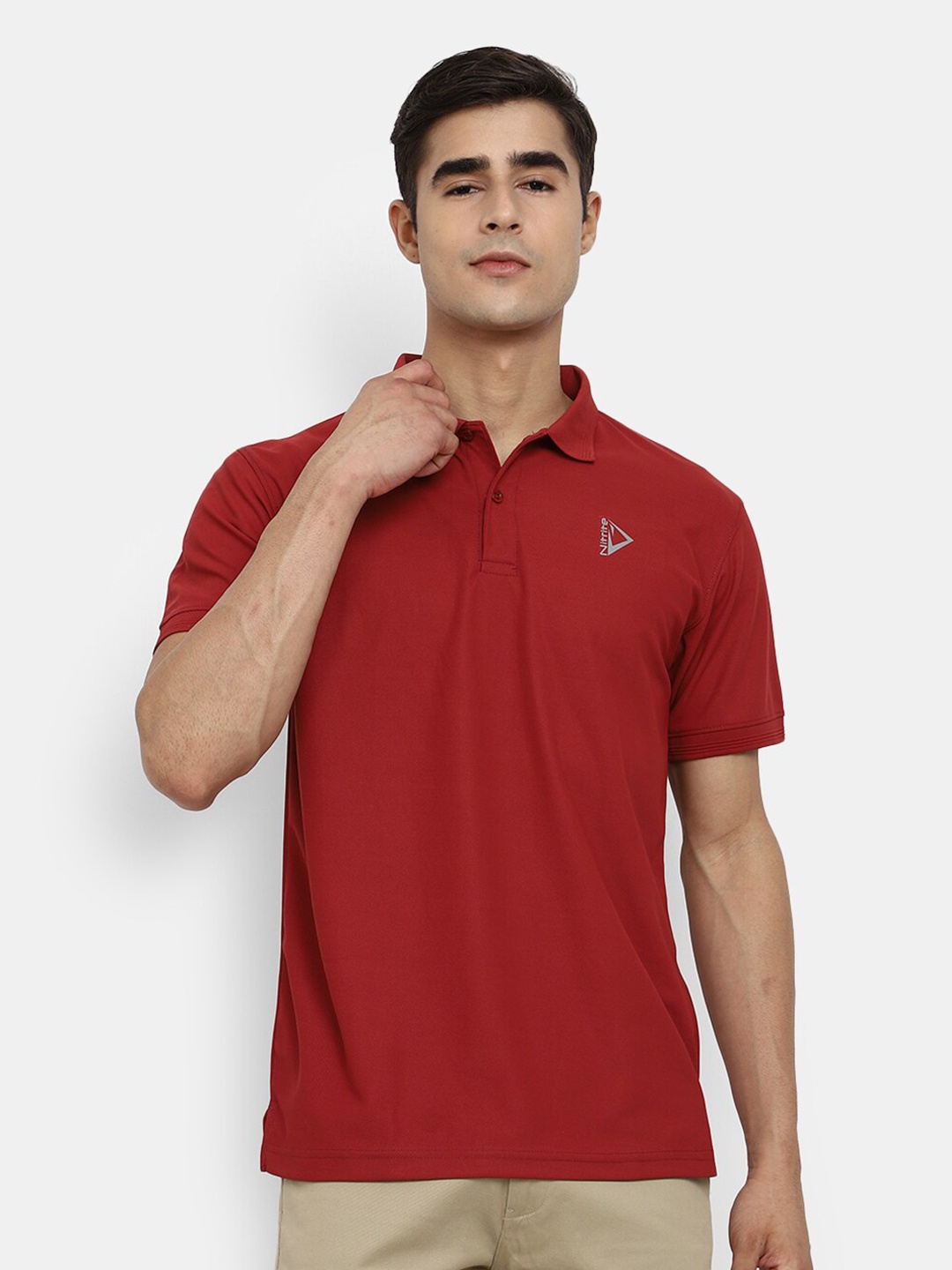 

V-Mart Men Red Polo Collar Cotton T-shirt