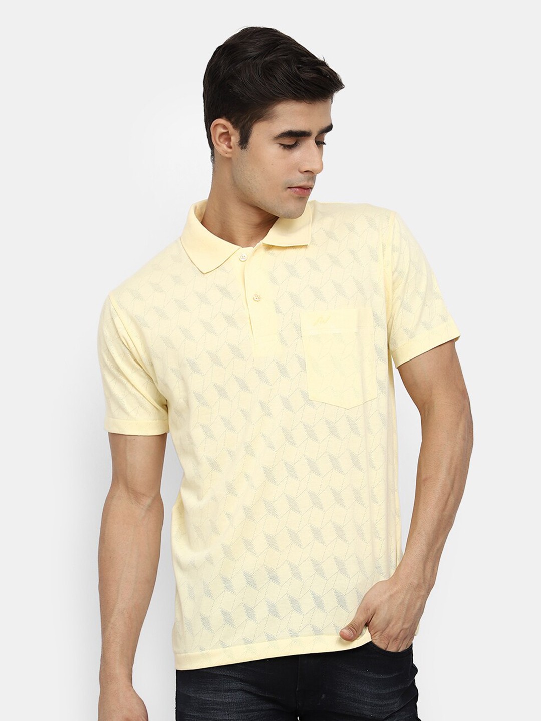

V-Mart Men Yellow Polo Collar T-shirt