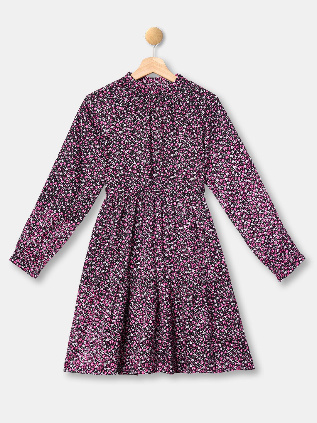 

R&B Black Floral A-Line Cotton Dress
