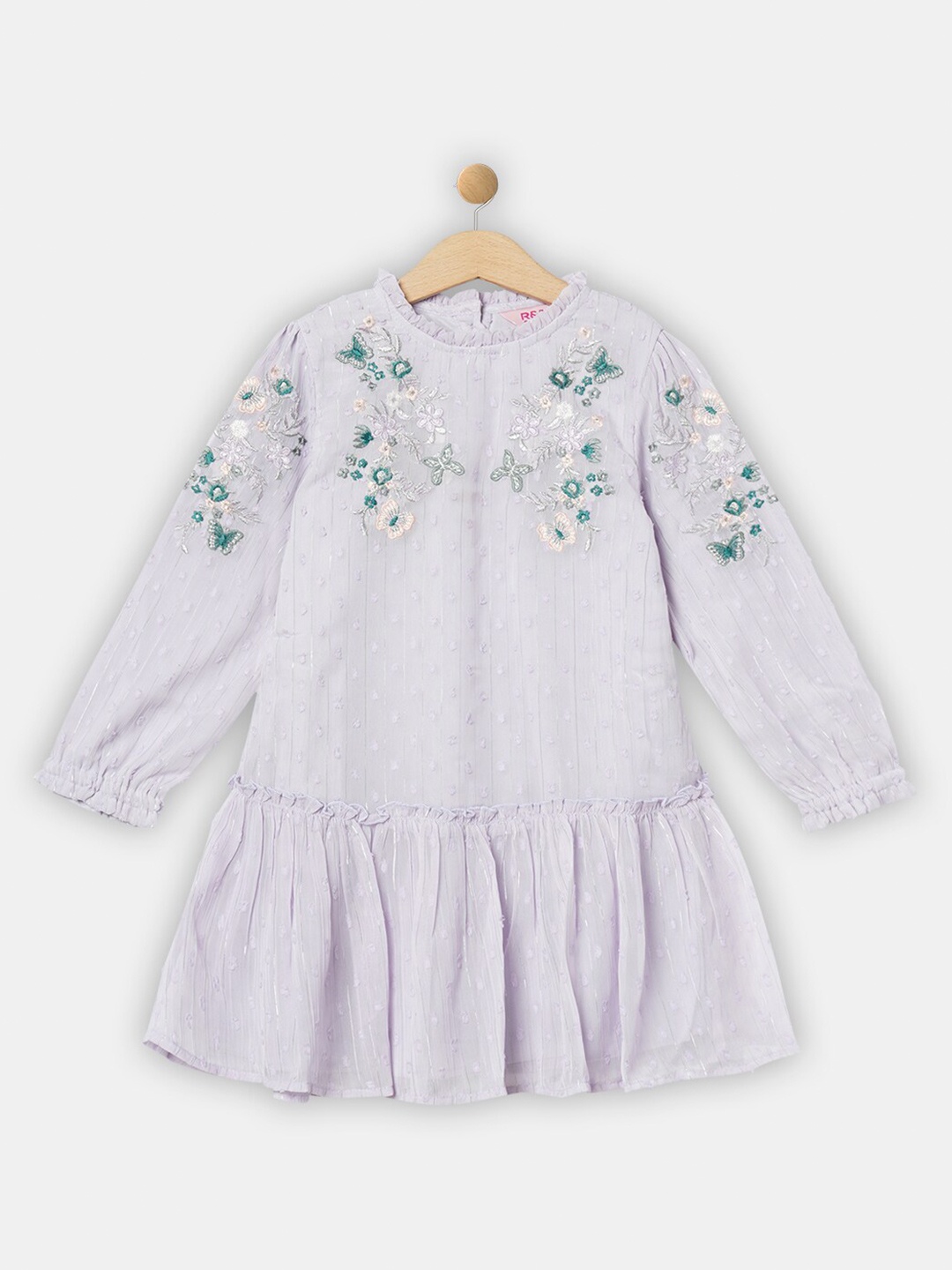 

R&B Girls Purple Floral Drop-Waist Dress