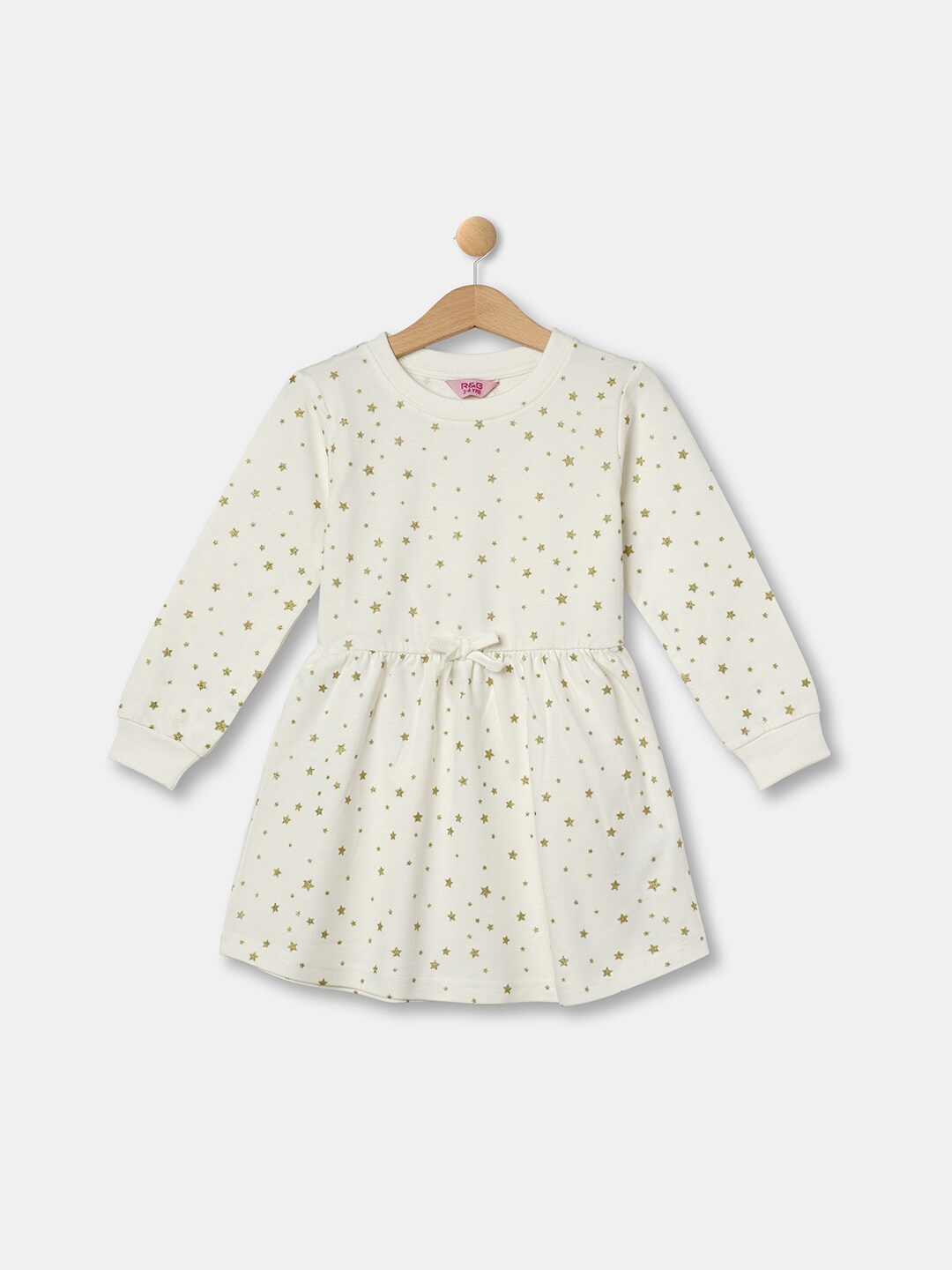 

R&B Girls White & Gold-Toned Midi Dress
