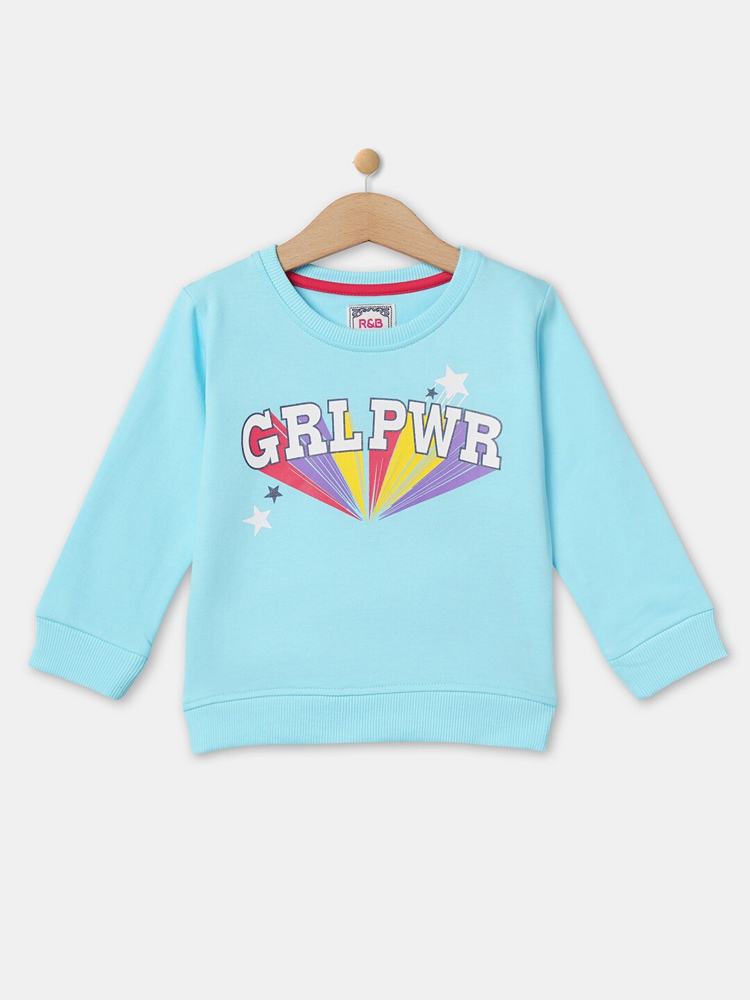 

R&B Girls Blue Printed Cotton Sweatshirt