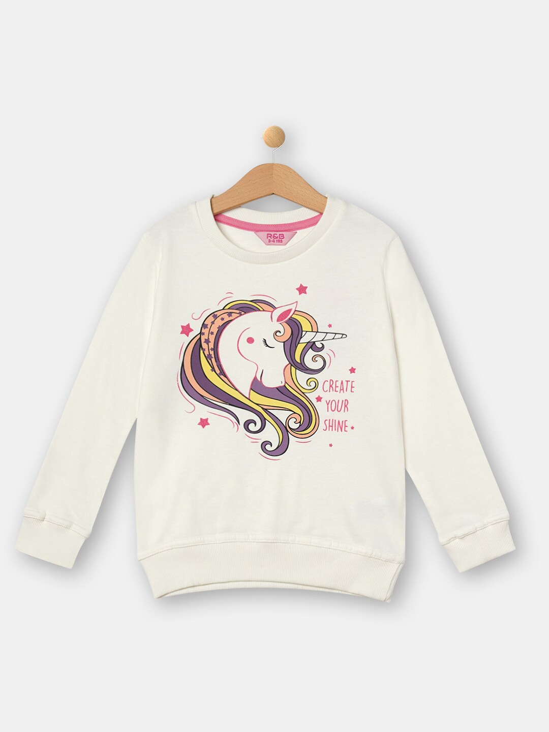 

R&B Girls White Graphic Printed Sweatshirt