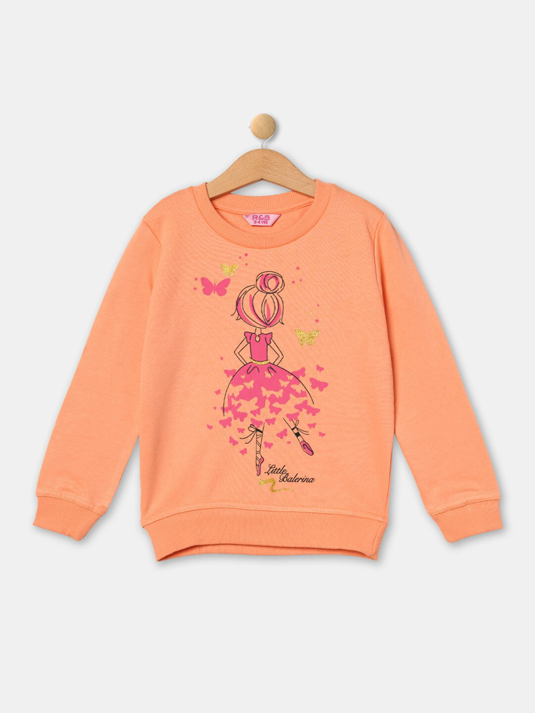 

R&B Girls Peach-Coloured Printed Sweatshirt
