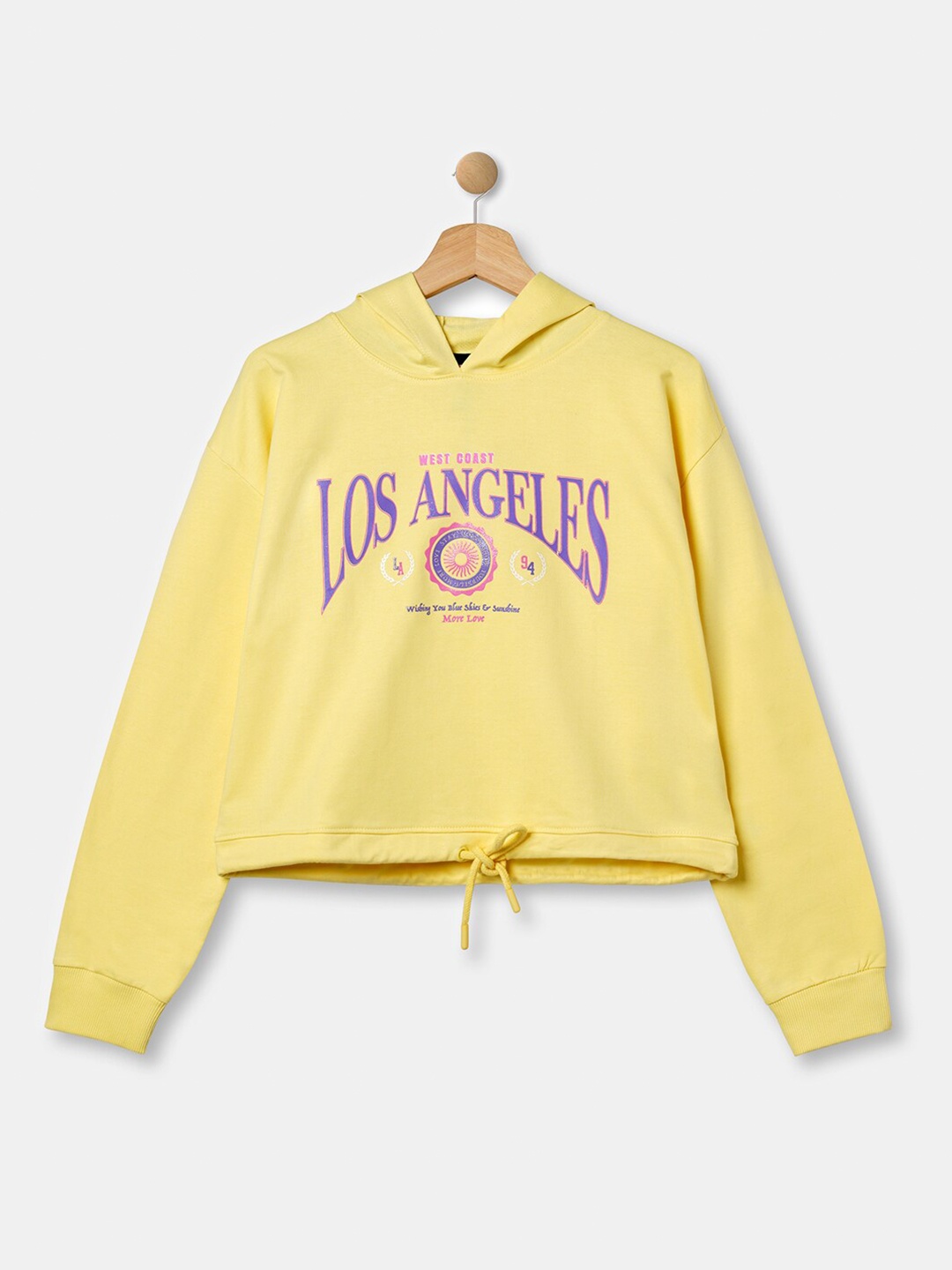 

R&B Girls Yellow Printed Cotton Sweatshirt