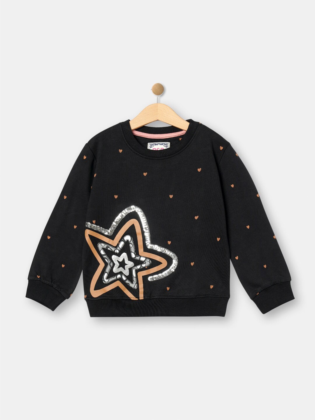 

R&B Girls Black Embellished Cotton Sweatshirt