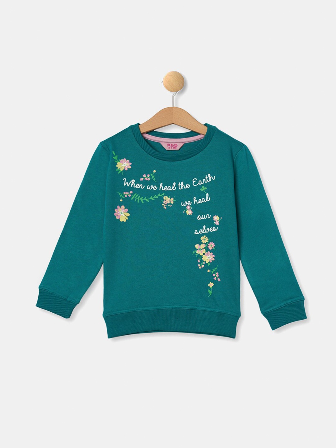 

R&B Girls Blue Printed Cotton Sweatshirt