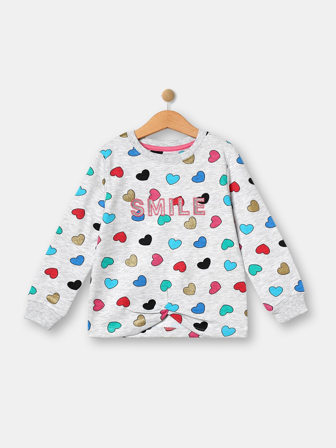 

R&B Girls Grey Printed Cotton Sweatshirt