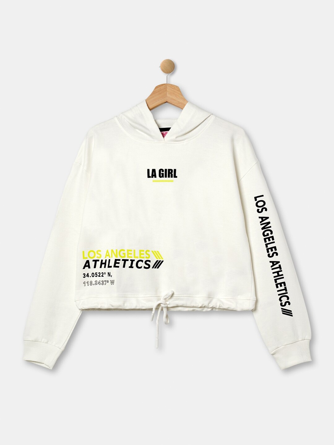 

R&B Girls White Printed Hooded Sweatshirt
