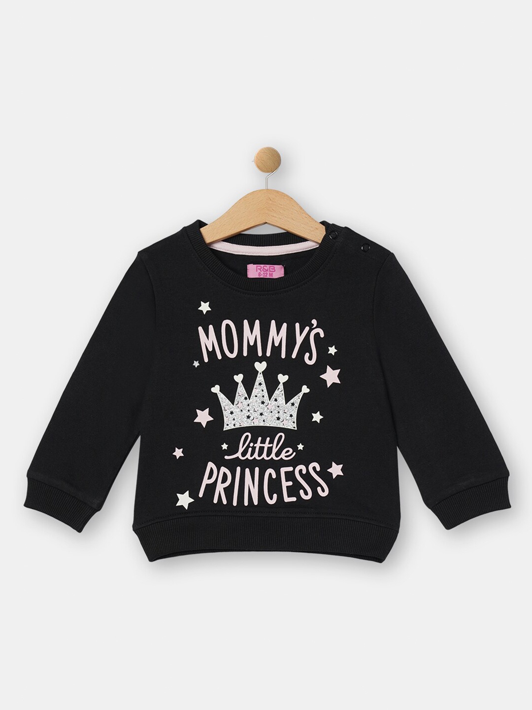 

R&B Girls Black Printed Sweatshirt