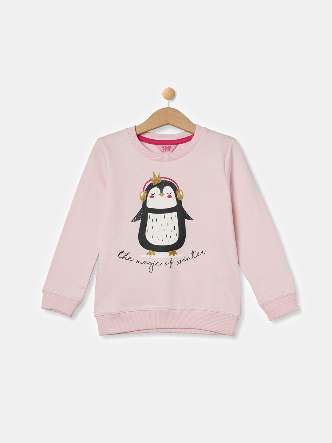 

R&B Girls Pink Printed Cotton Sweatshirt
