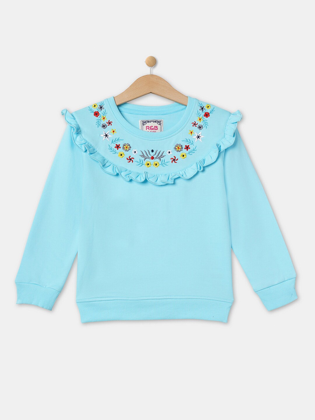 

R&B Girls Blue Embroidered Sweatshirt