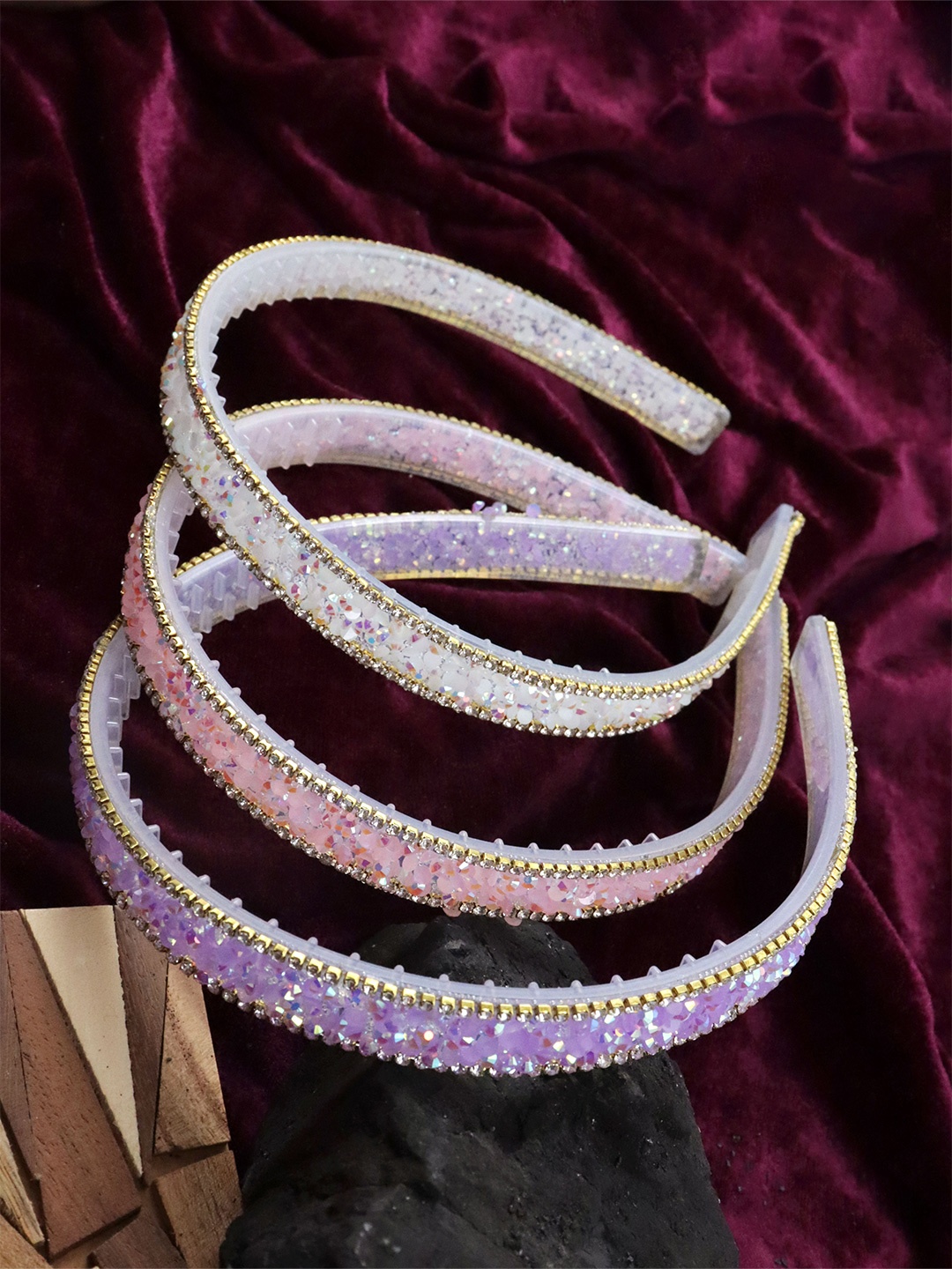 

VAGHBHATT Women Set of 3 Hairband, Purple