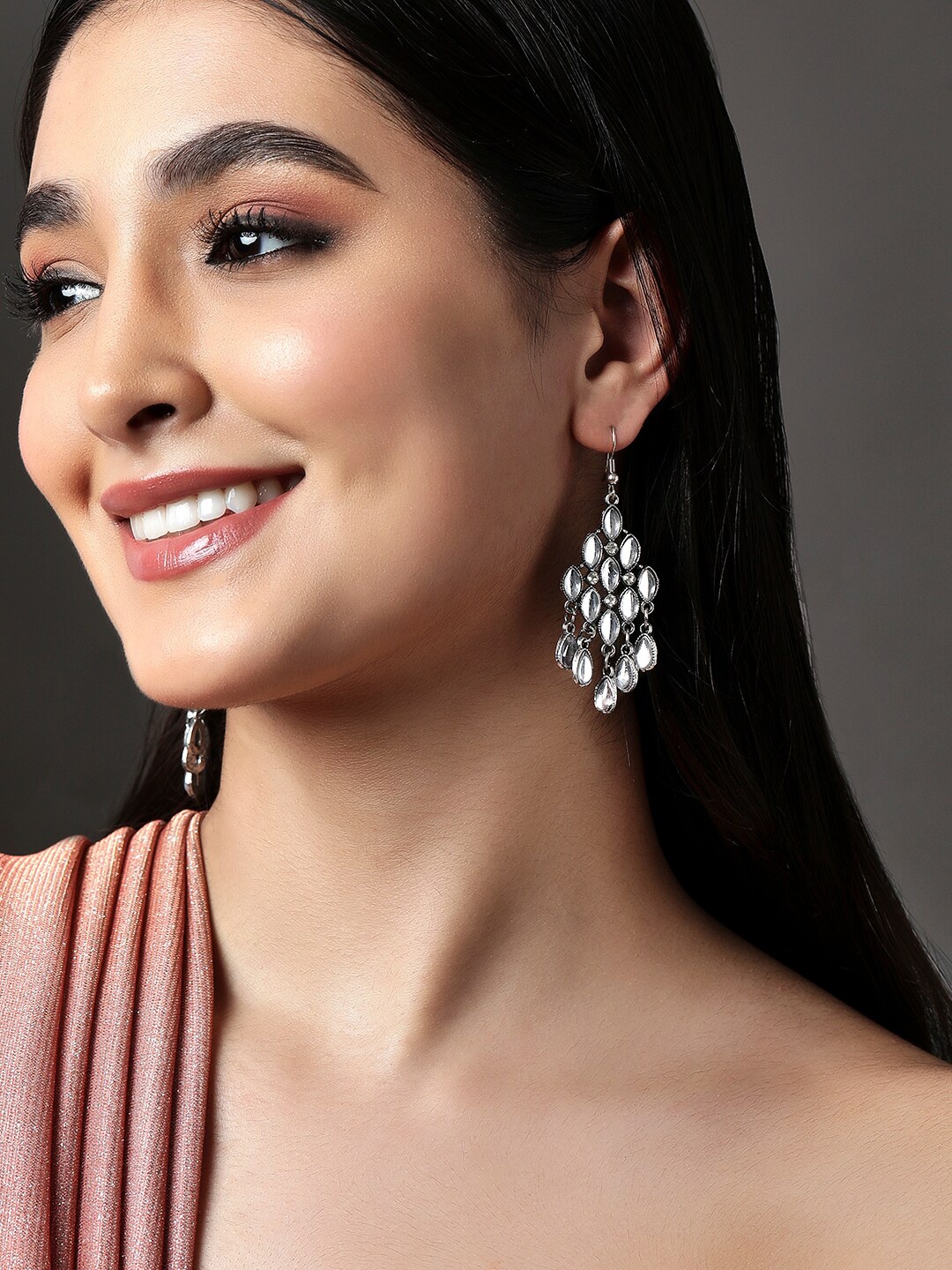 

Rubans Silver-Toned Classic Drop Earrings