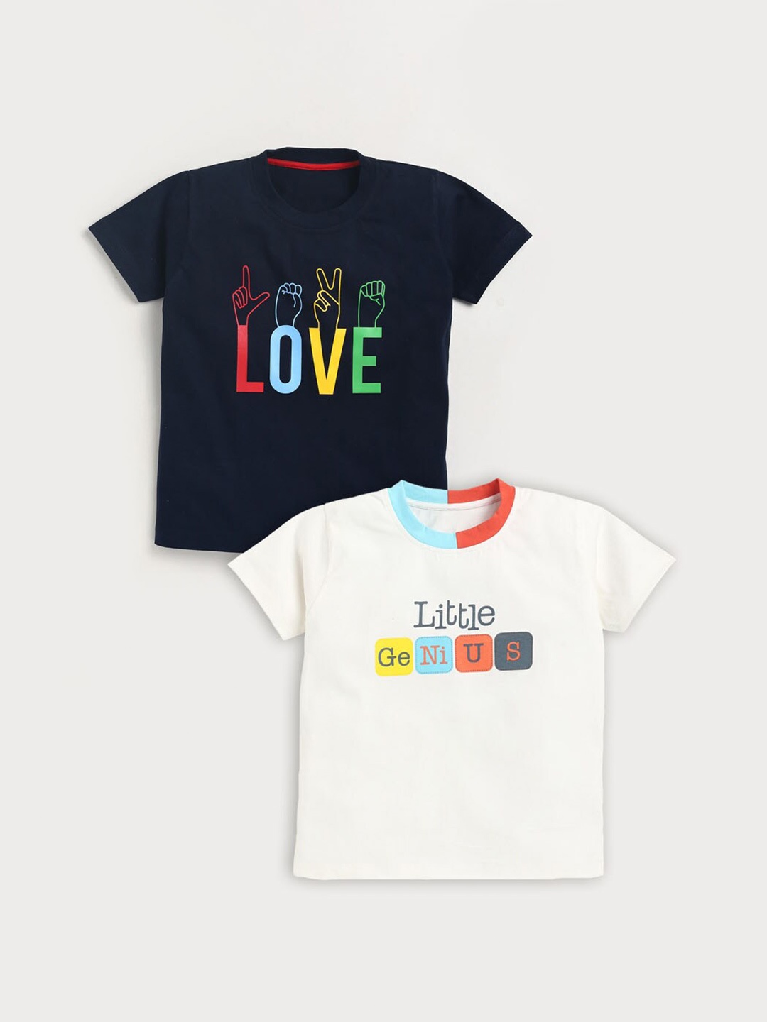 

JBN Creation Kids Pack Of 2 Black & White Typography Printed Cotton T-shirt