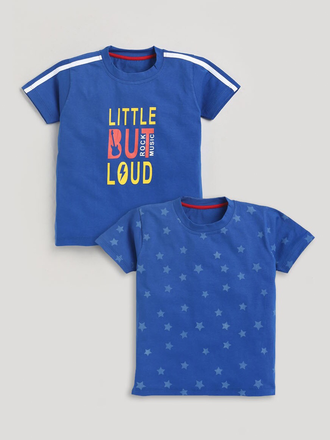 

JBN Creation Kids Pack Of 2 Blue Typography Printed T-shirt