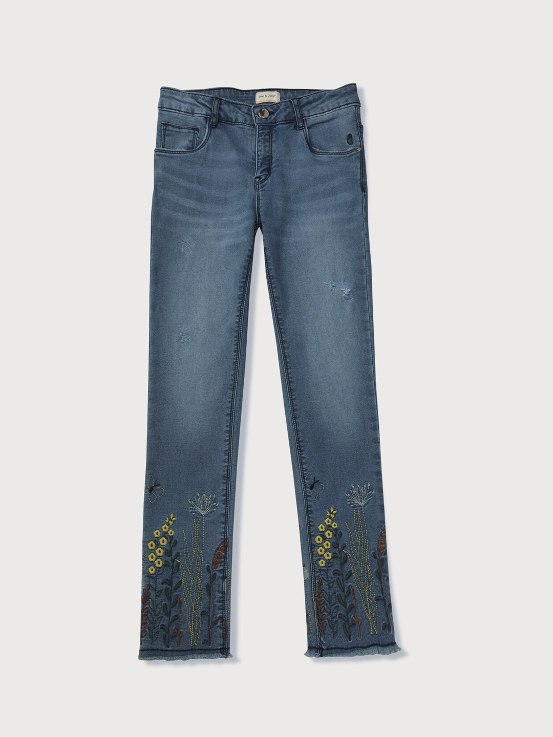 

Gini and Jony Girls Blue Low Distress Heavy Fade Jeans
