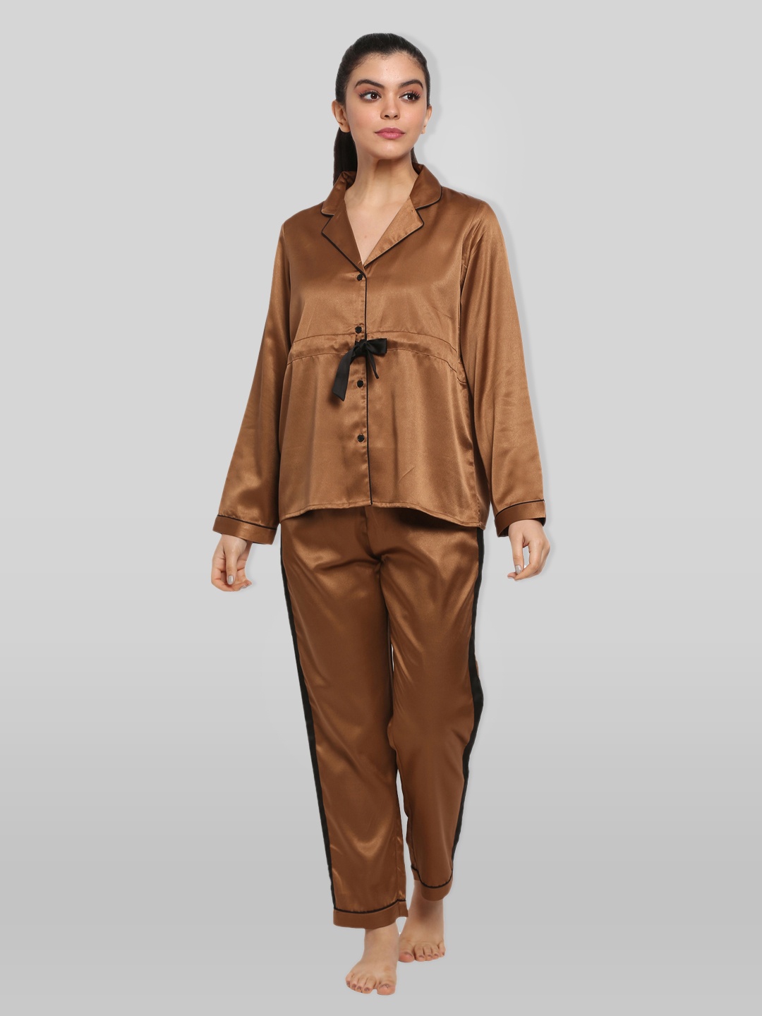 

PRETTY LOVING THING Women Brown Night Suit