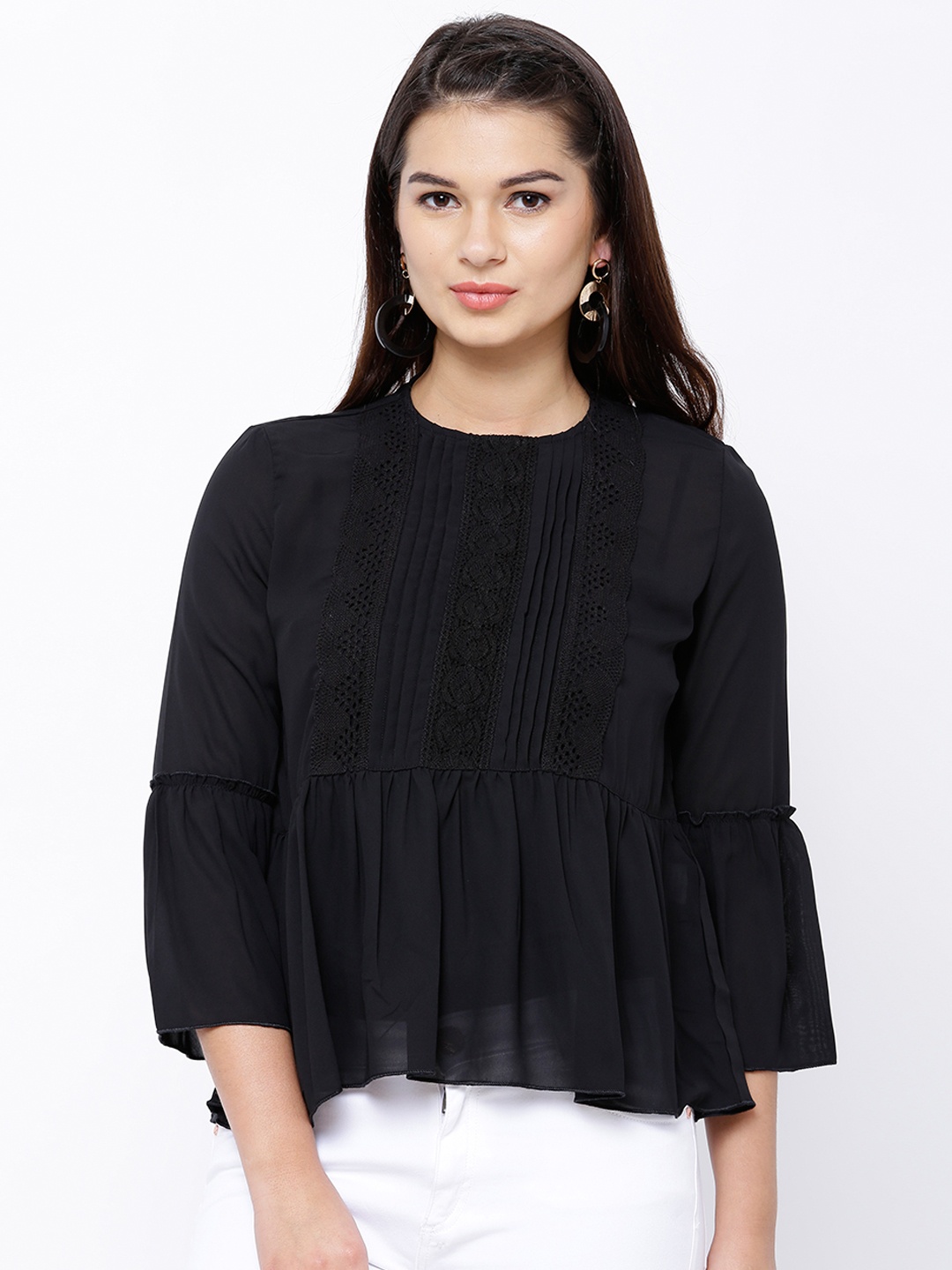 

Tokyo Talkies Women Black Solid A-Line Top