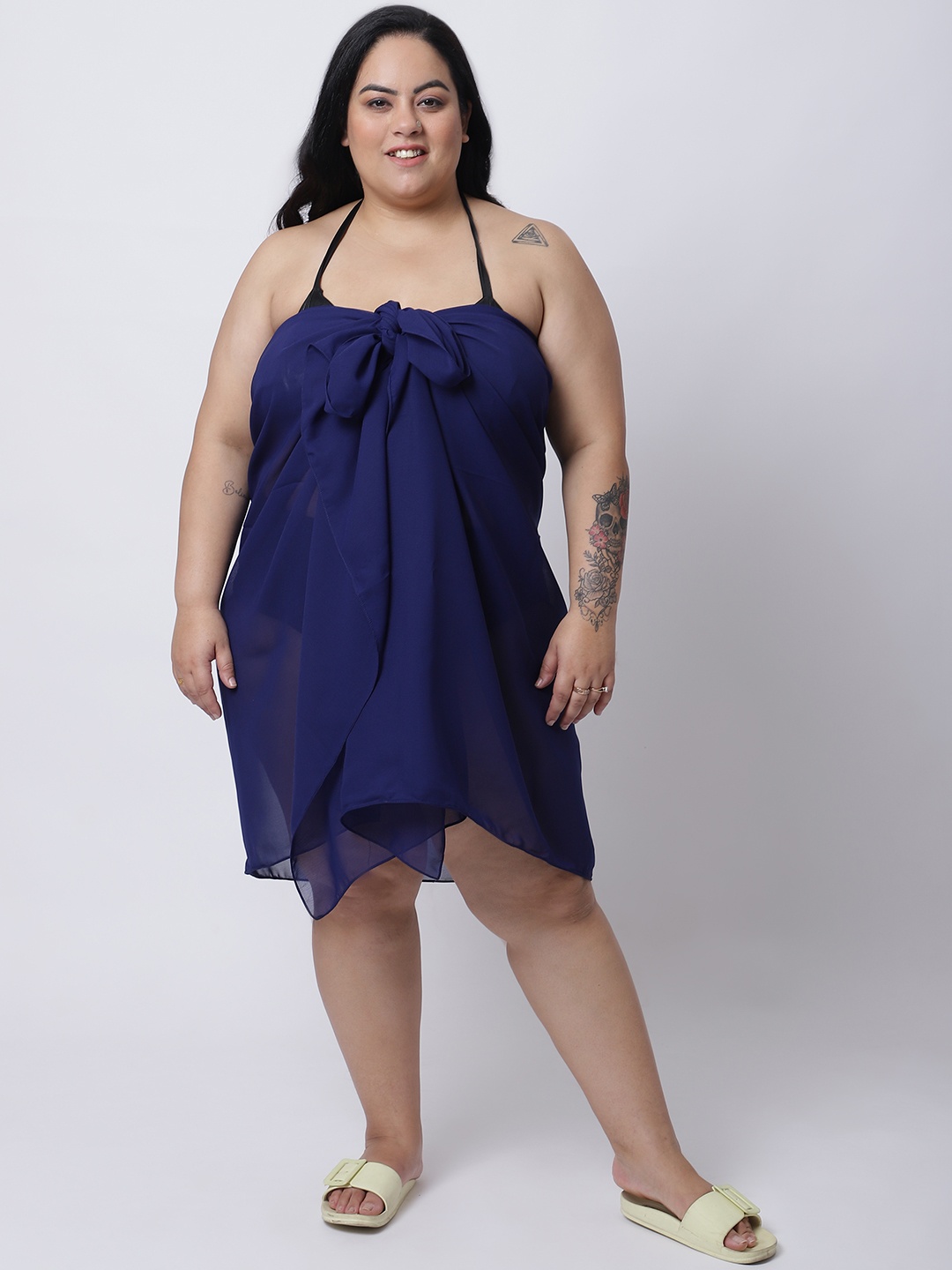 

EROTISSCH Women's Plus Size Blue Solid Sarong