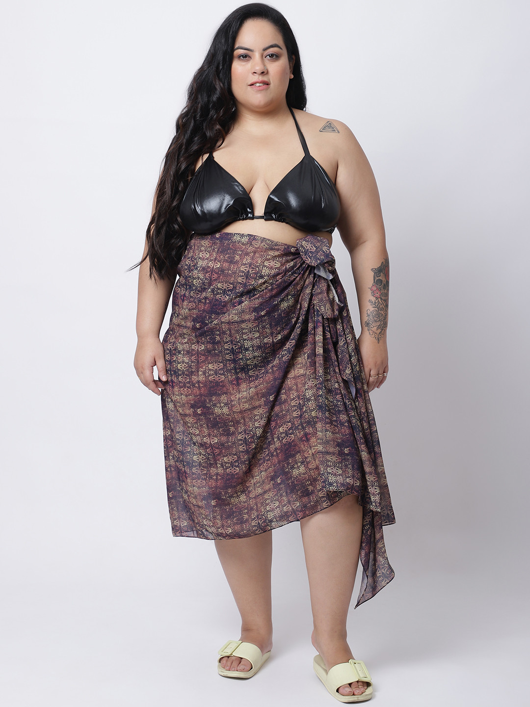 

EROTISSCH Women's Plus Size Brown Printed Sarong
