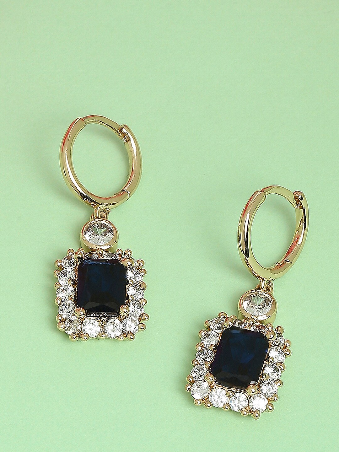 

Lilly & sparkle Blue Contemporary Cz Stone Studded Drop Earrings
