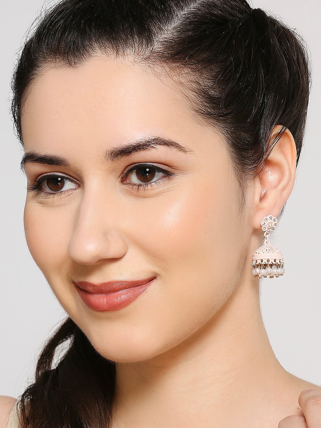 

Lilly & sparkle Pink Contemporary Jhumkas Earrings