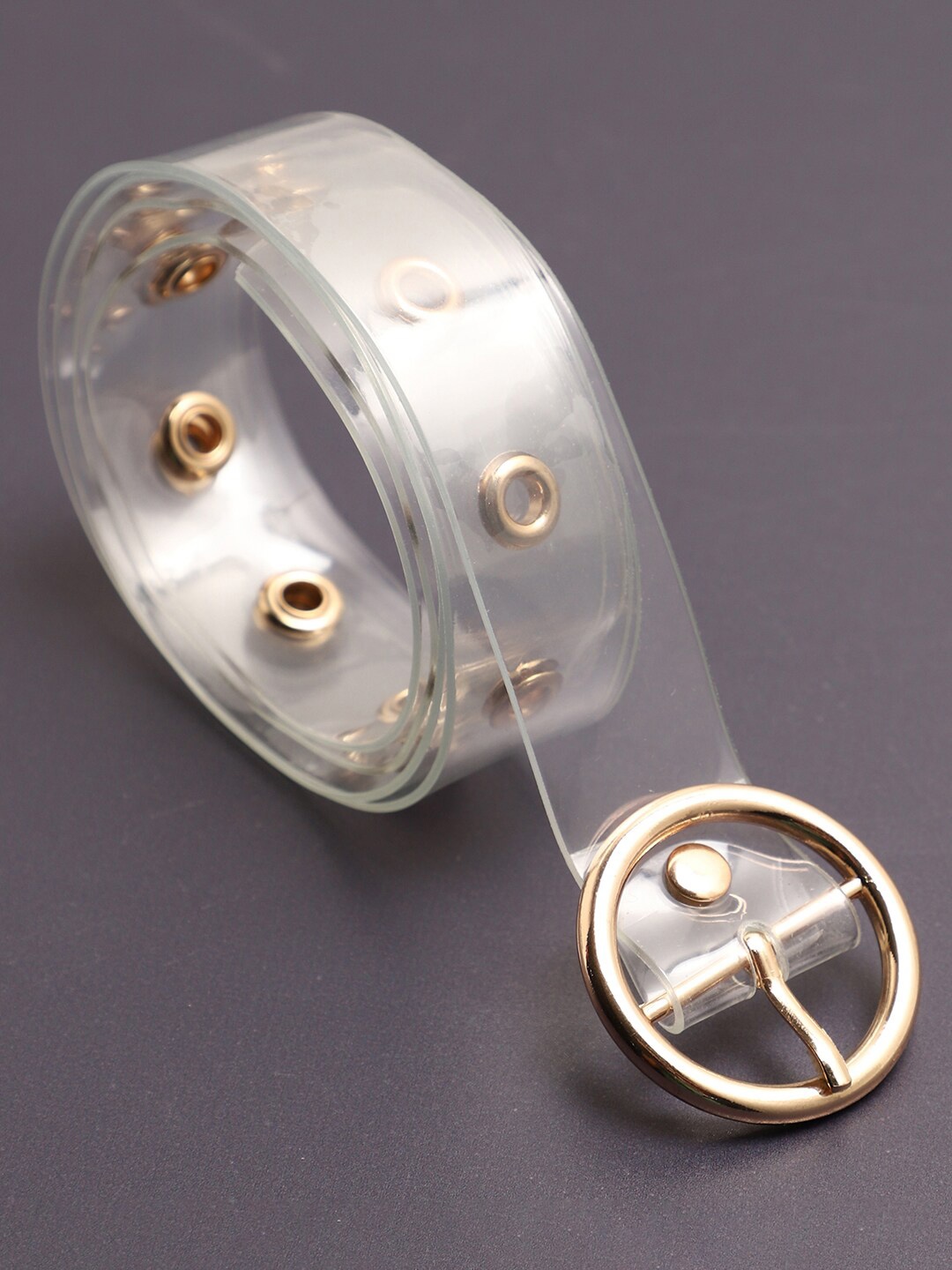 

HAUTE SAUCE by Campus Sutra Women Transparent & Gold Textured Belt