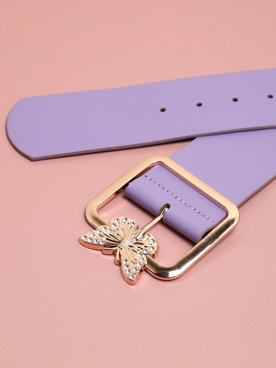 

HAUTE SAUCE by Campus Sutra Women Lavender Embellished PU Belt
