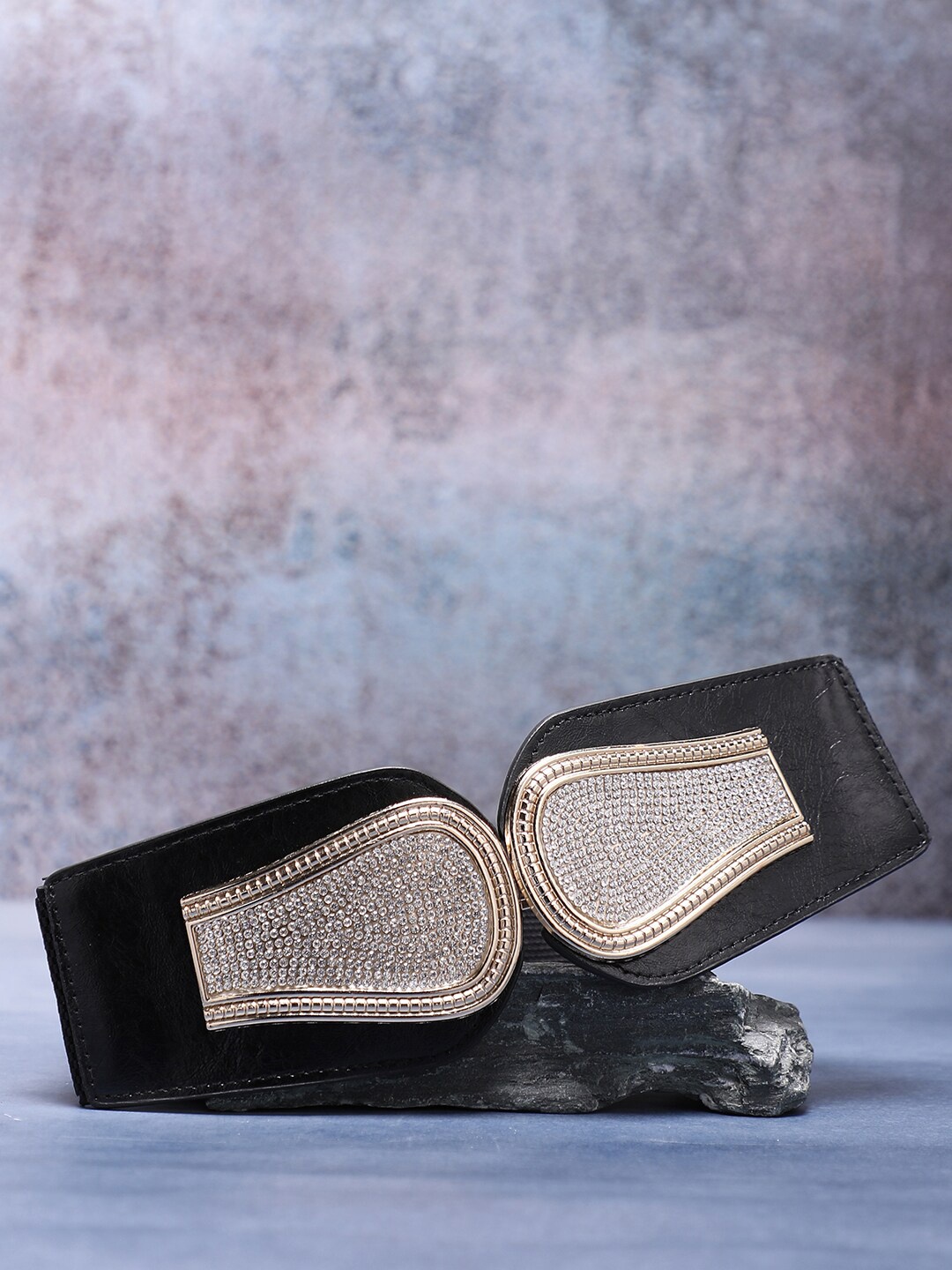 

HAUTE SAUCE by Campus Sutra Women Black Textured PU Belt