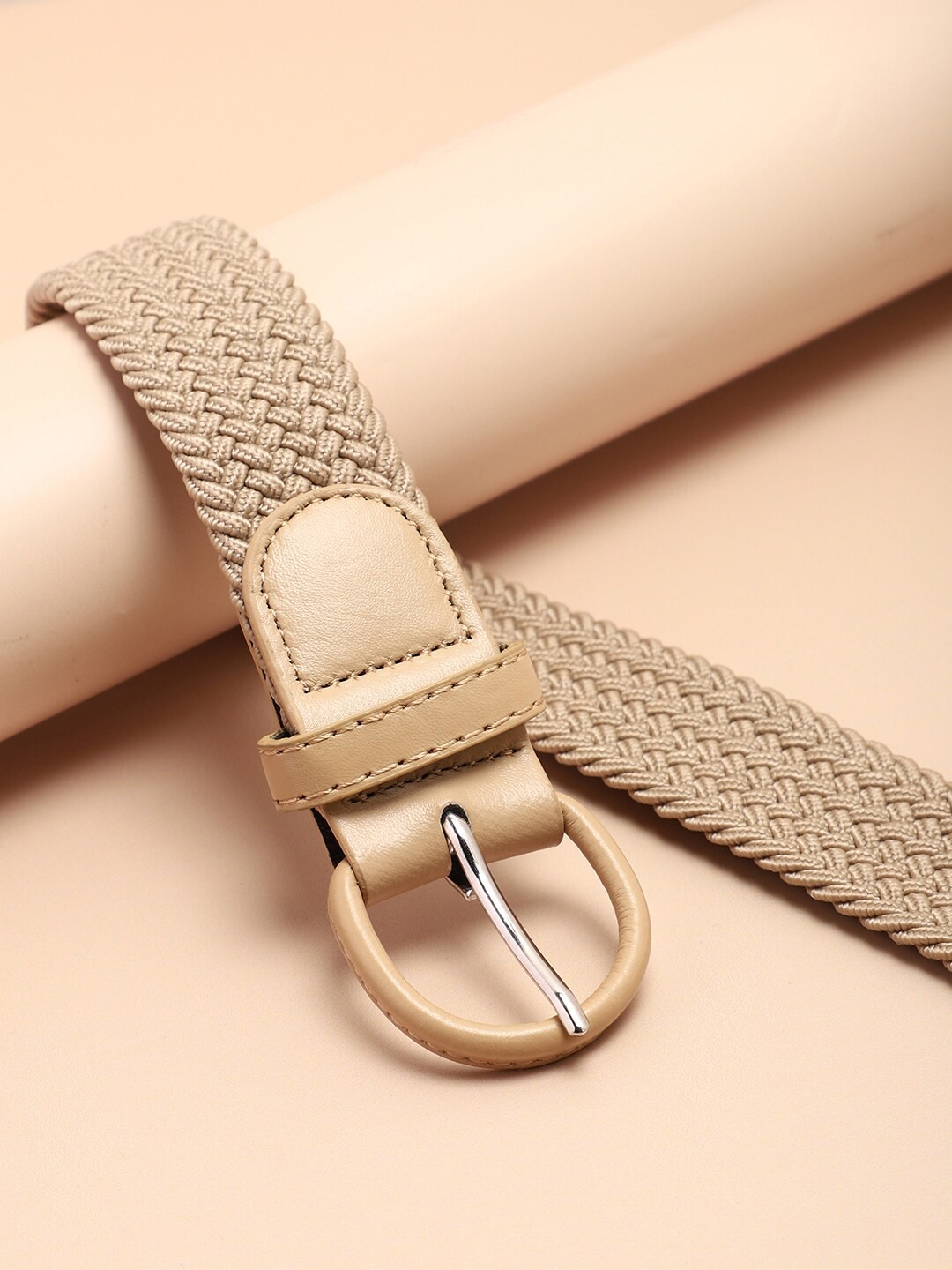 

HAUTE SAUCE by Campus Sutra Women Beige Woven Design Belt