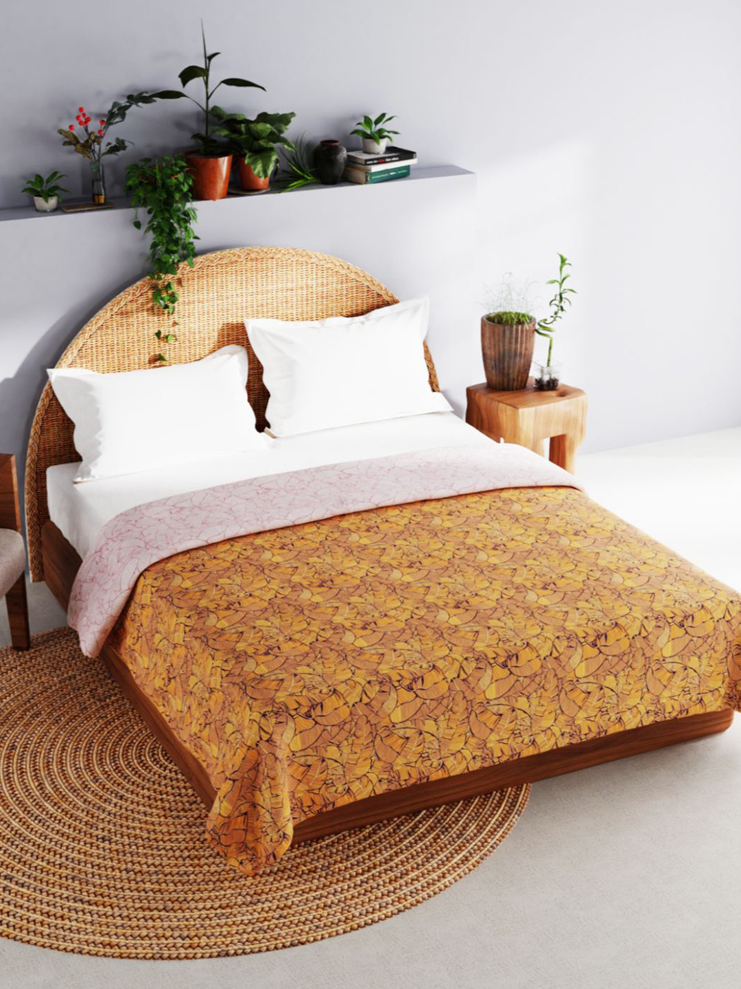 

BIANCA Orange And Black 120 GSM Floral Muslin Cotton AC Room Double Bed Dohar