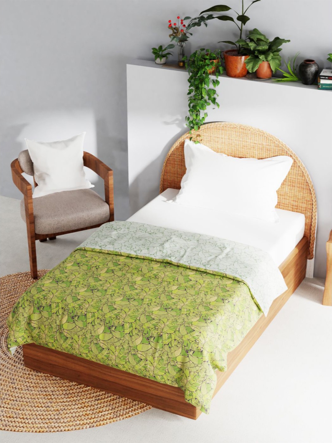 

BIANCA Green Floral AC Room 120 GSM Single Bed Dohar
