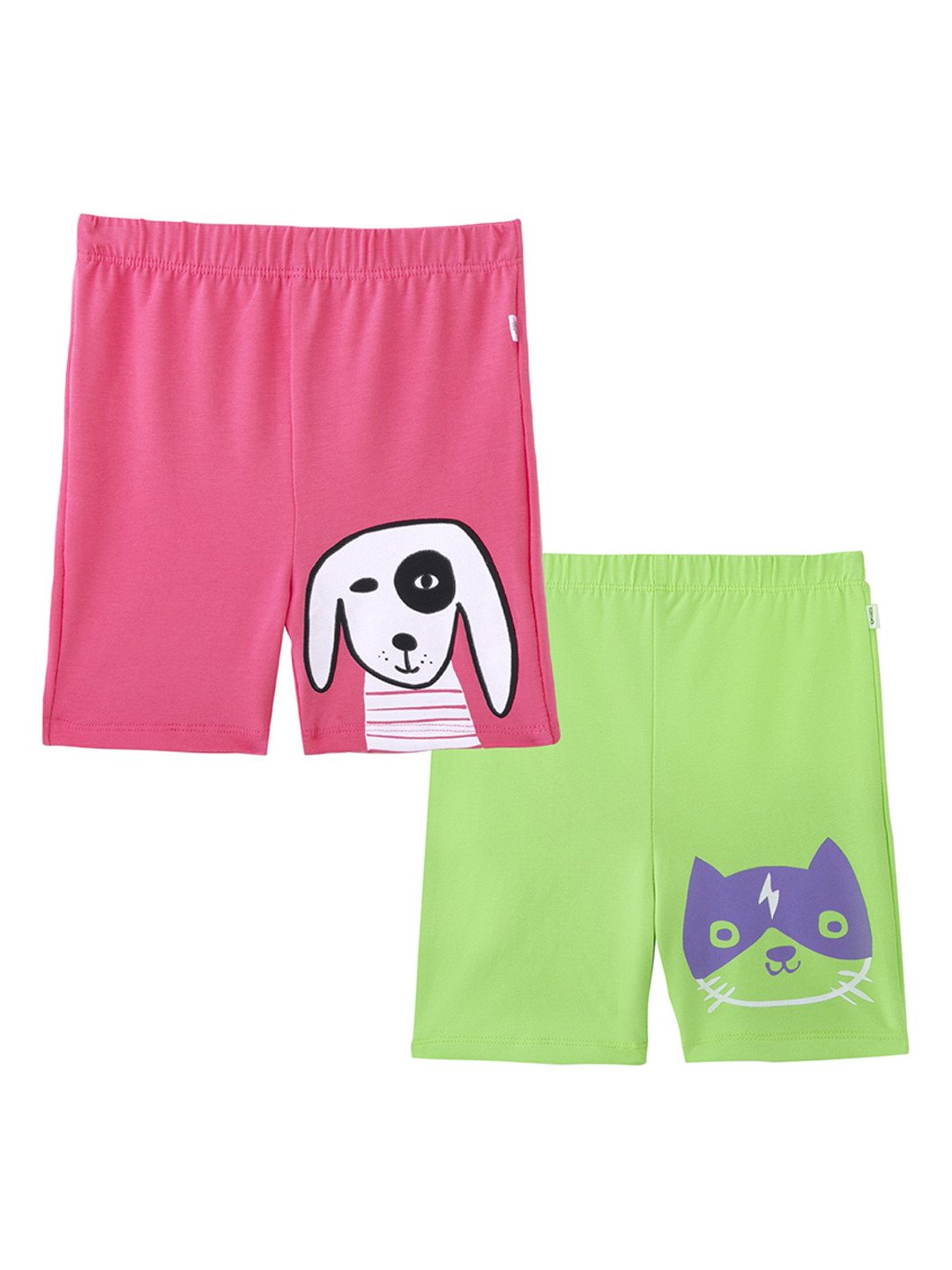 

You Got Plan B Girls Set Of 2 Printed Cycling Sports Shorts with Antimicrobial Technology, Pink