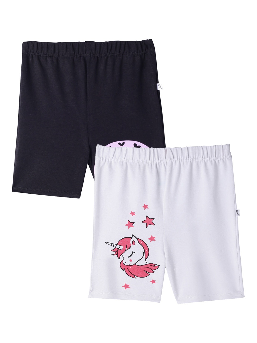 

You Got Plan B Girls Pack of 2 White & Black Printed Cycling Antimicrobial Shorts