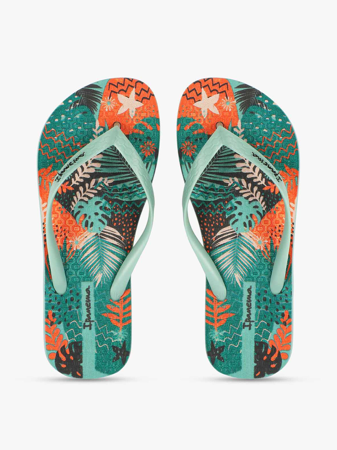

iPanema Women Green & Orange Printed Thong Flip-Flops