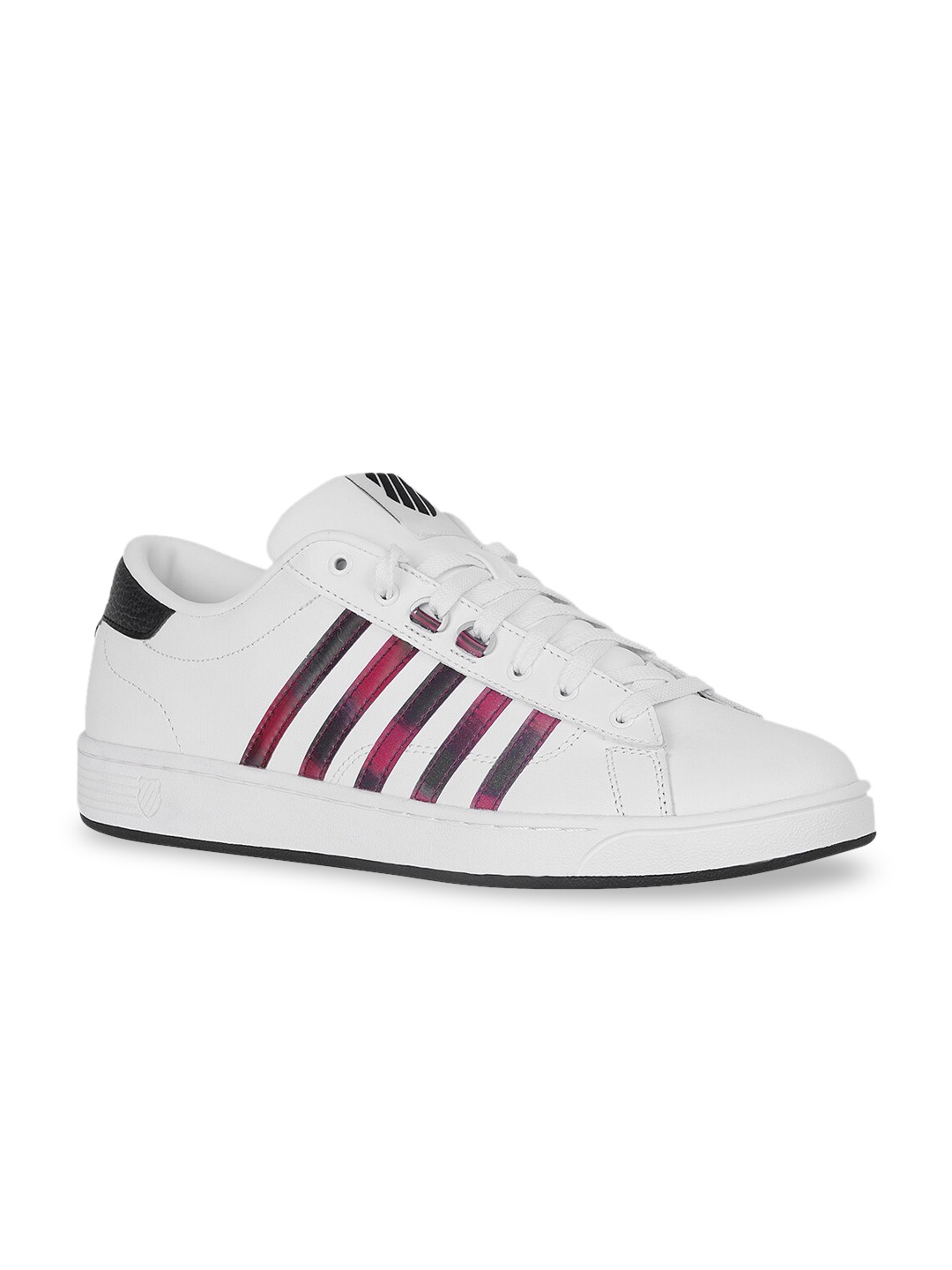 

K-SWISS Women White & Magenta Striped Mesh Sneakers