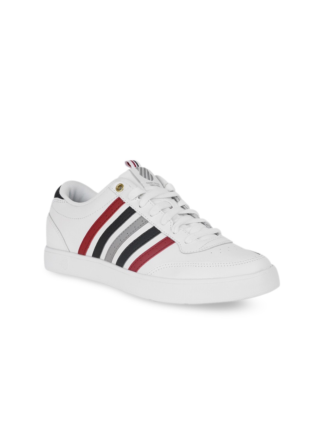 

K-SWISS Women White Striped Lace Up Mesh Sneakers
